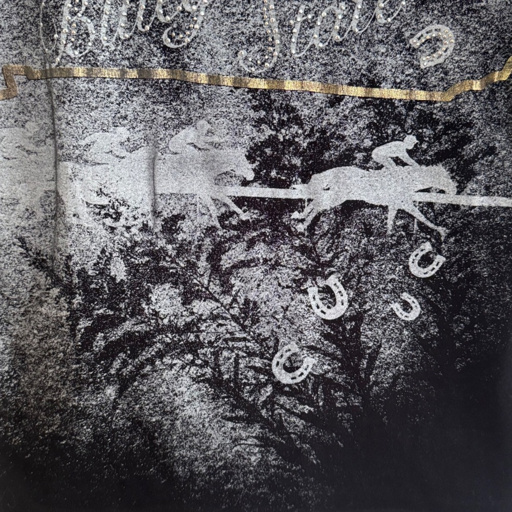Blue Canyon Bluegrass State Kentucky Horse Rhinestone Tee Black Size L Cotton - Picture 4 of 8